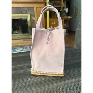 Pare Gabria Suede Espadrille Lavender Top Handle Bag with Tie